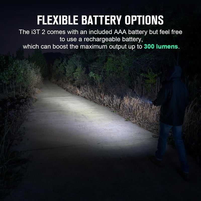 OLIGHT I3T 2 EOS Pocket EDC Flashlight, 200 Lumens Compact Bright Handheld Tactical Flash Lights, Dual-Output Tail Switch with AAA Battery and Two-Way Pocket Clip for Camping,Hiking (Midnight Blue) - Image 4